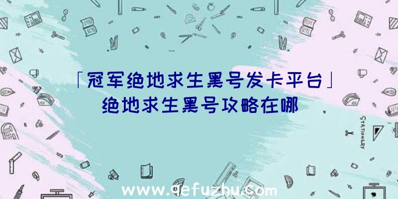 「冠军绝地求生黑号发卡平台」|绝地求生黑号攻略在哪